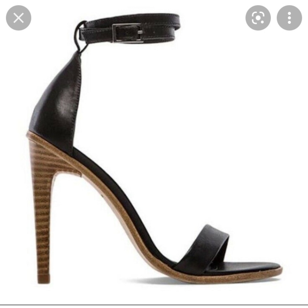 Tibi Amber Black Leather Sandals Size 7.5